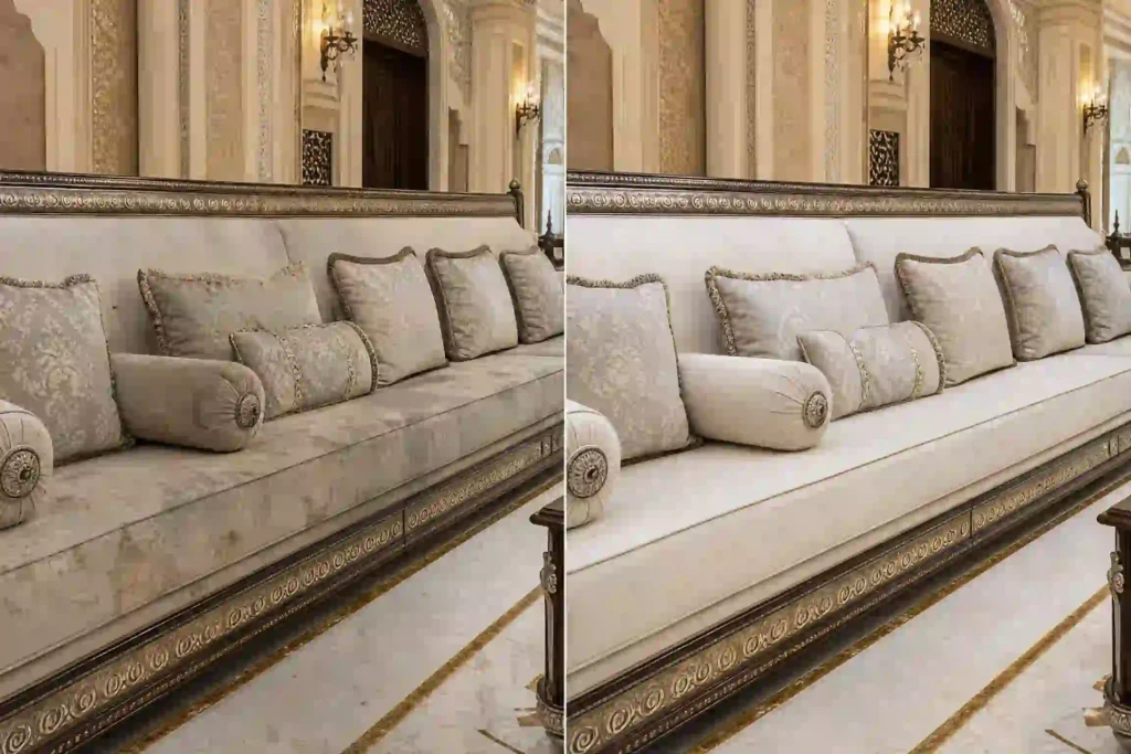 مجلس فاخر داخل قصر قبل التنظيف وبعده (Before & After)